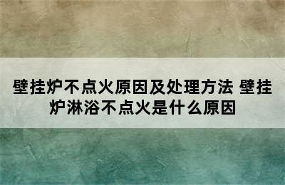 壁挂炉不点火原因及处理方法 壁挂炉淋浴不点火是什么原因